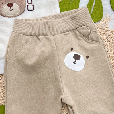 Conj. Casaco de Pelinho Let's Go e Calça de Moletom Ursinho - Off White